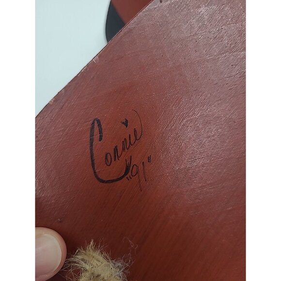 Vintage Handmade Hanging Folk Art Wooden Santa Signed - Picture 4 of 4